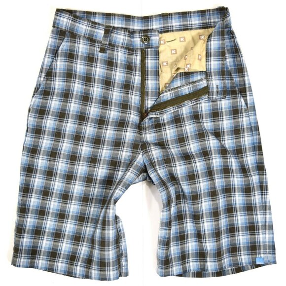 KATIN SURF CO. Blue Brown White Plaid Flat Front Cove/Walking Shorts Men's Sz 29 - Picture 1 of 10